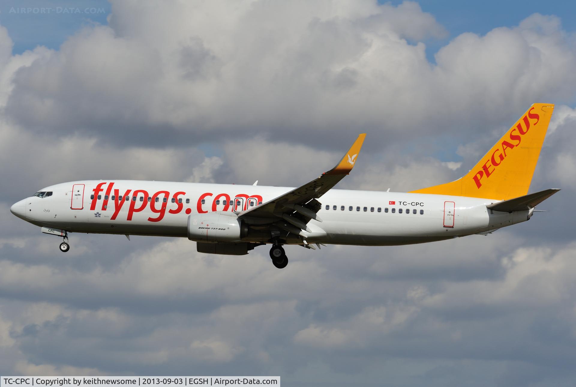 TC-CPC, 2012 Boeing 737-82R C/N 40878, Landing onto runway 27.