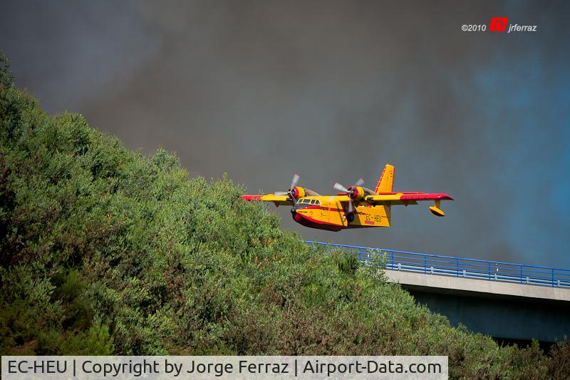 EC-HEU, 1974 Canadair CL-215-III (CL-215-1A10) C/N 1038, August, 2010. Fighting a fire in Riba de Âncora (Caminha), Portugal.