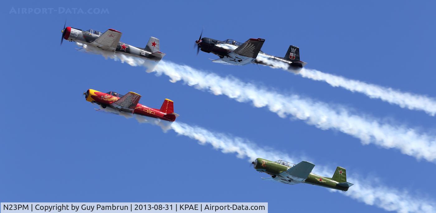 N23PM, 1978 Nanchang CJ-6 C/N 3832012, Four in formation at the 2013 6th Annual Vintage Aircraft Weekend at the Historic Flight Foundation located at Payne Field