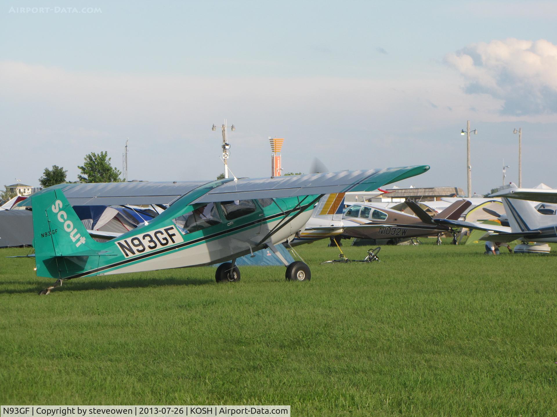 N93GF, 1993 American Champion 8GCBC Scout C/N 367-93, Taxing in the Camp  grounds at KOSH