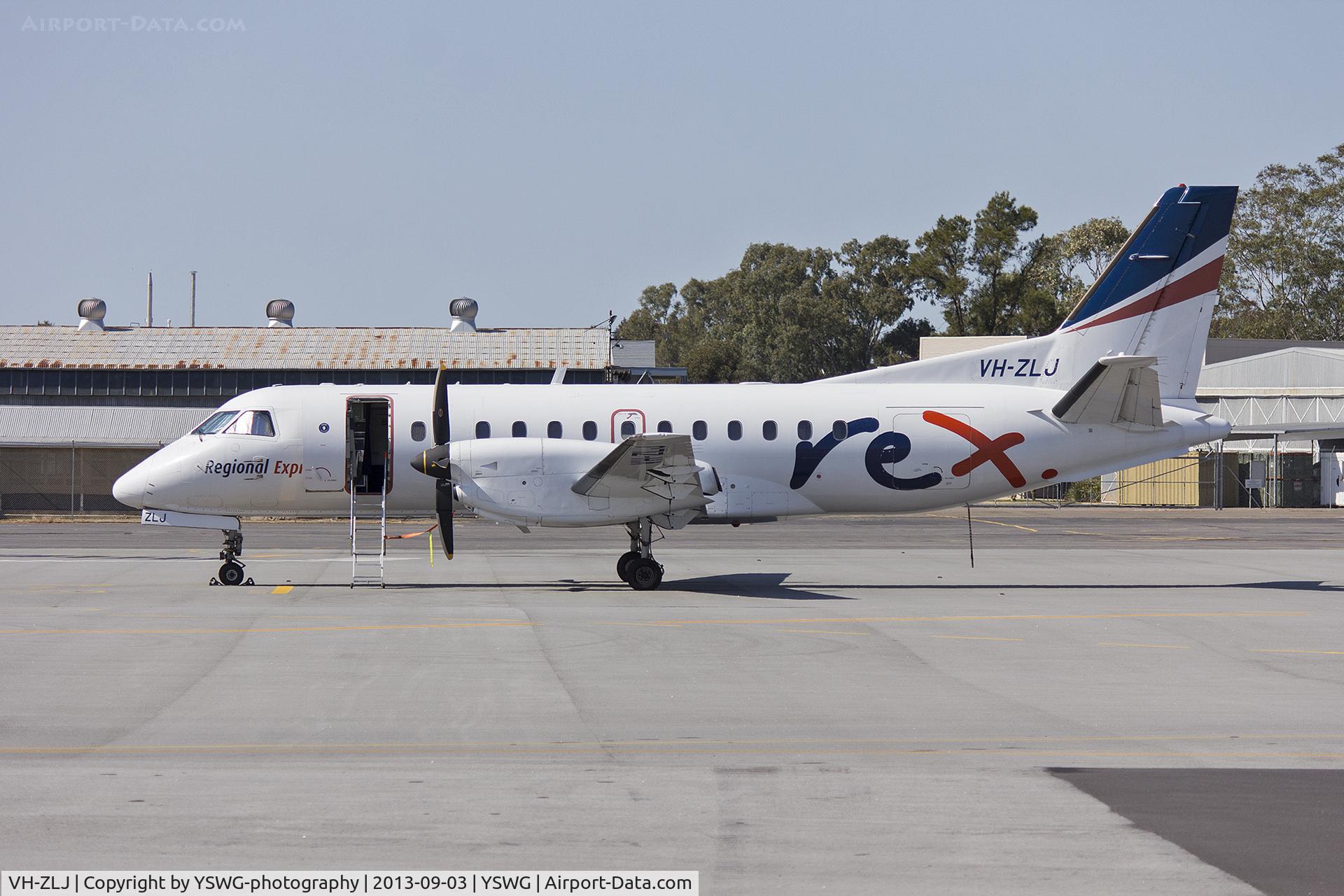 VH-ZLJ, 1995 Saab 340B+ C/N 340B-380, Regional Express Airlines (VH-ZLJ) Saab 340B parked on the tarmac at Wagga Wagga Airport.