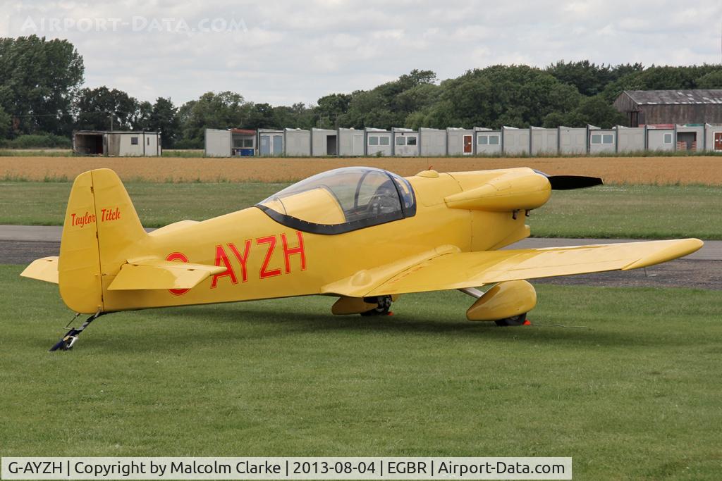 G-AYZH, 2007 Taylor JT-2 Titch C/N PFA 060-1316, Taylor Titch at The Summer Madness Fly-In. The Real Aeroplane Club, Breighton Airfield, August 2013.