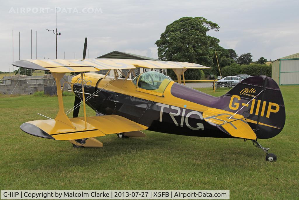G-IIIP, 1984 Pitts S-1D Special C/N PFA 009-10195, Pitts S-1D Special. One of the two Pitts Specials of the Trig Aerobatic Team during a stopover at Fishburn Airfield, July 2013.