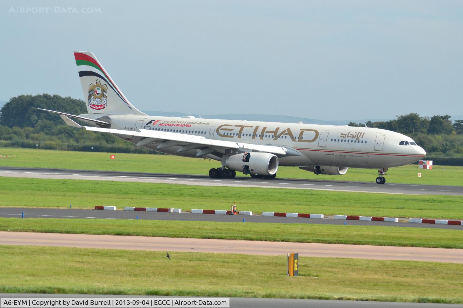 A6-EYM, 2007 Airbus A330-243 C/N 824, Etihad Airbus A330-243 A6-EYM landed at Manchester Airport.