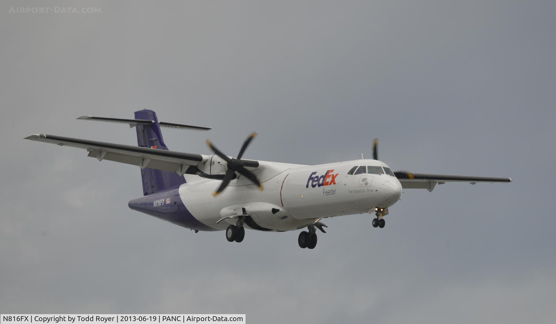 N816FX, 1993 ATR 72-212 C/N 347, Arriving at Anchorage