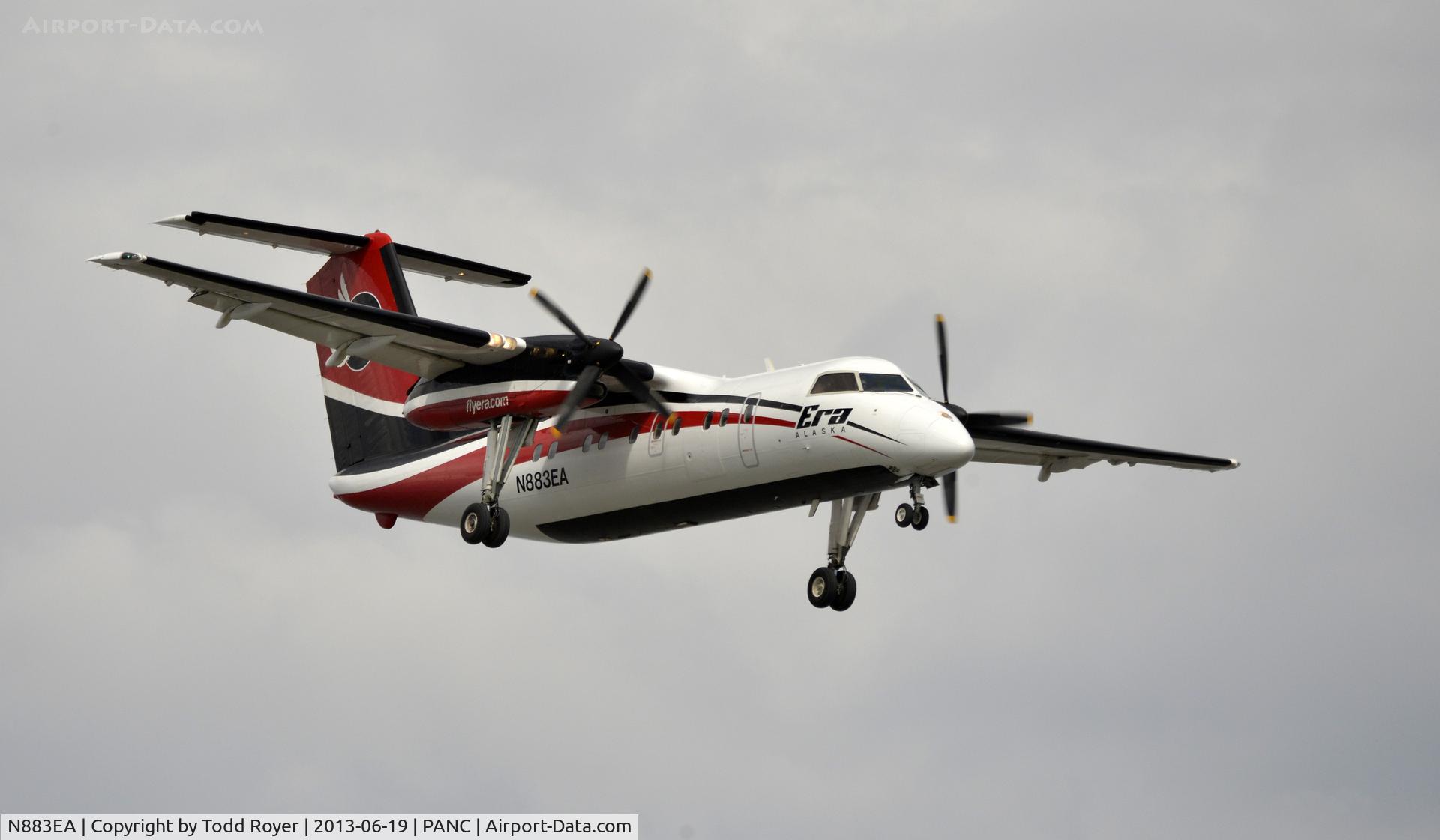 N883EA, 1991 De Havilland Canada DHC-8-106 Dash 8 C/N 260, Arriving at Anchorage