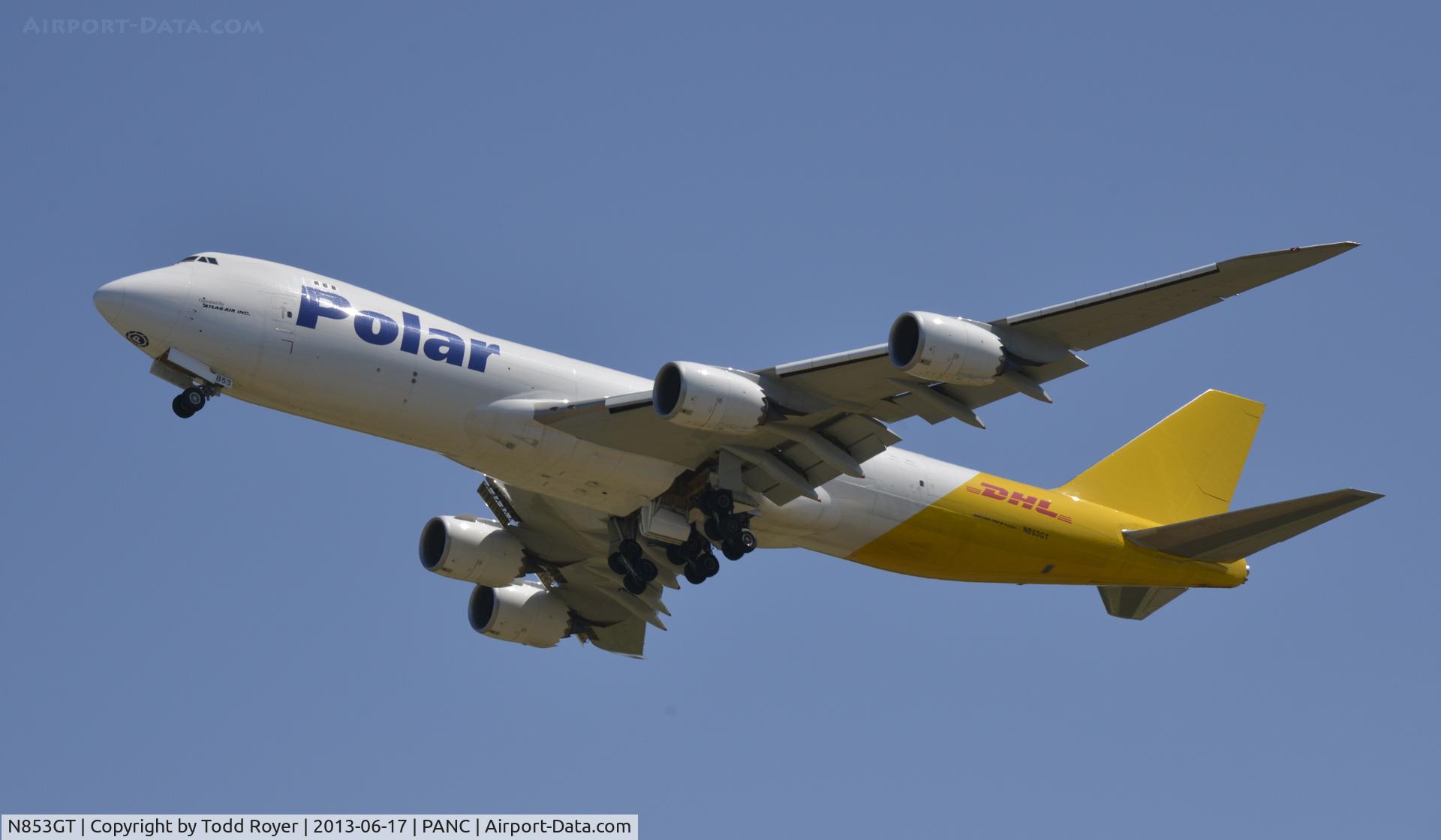 N853GT, 2012 Boeing 747-87UF C/N 37572, Departing Anchorage