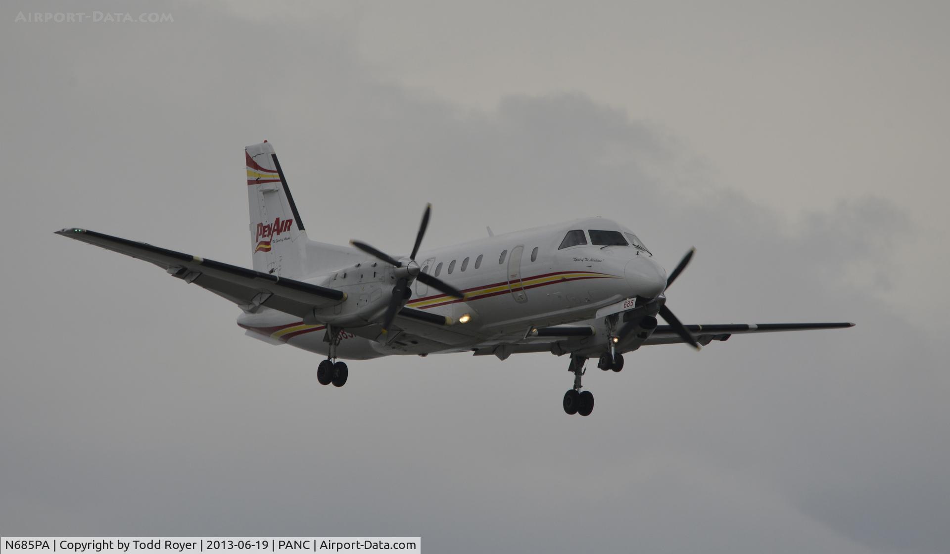 N685PA, 1988 Saab 340B C/N 340B-212, Arriving at Anchorage