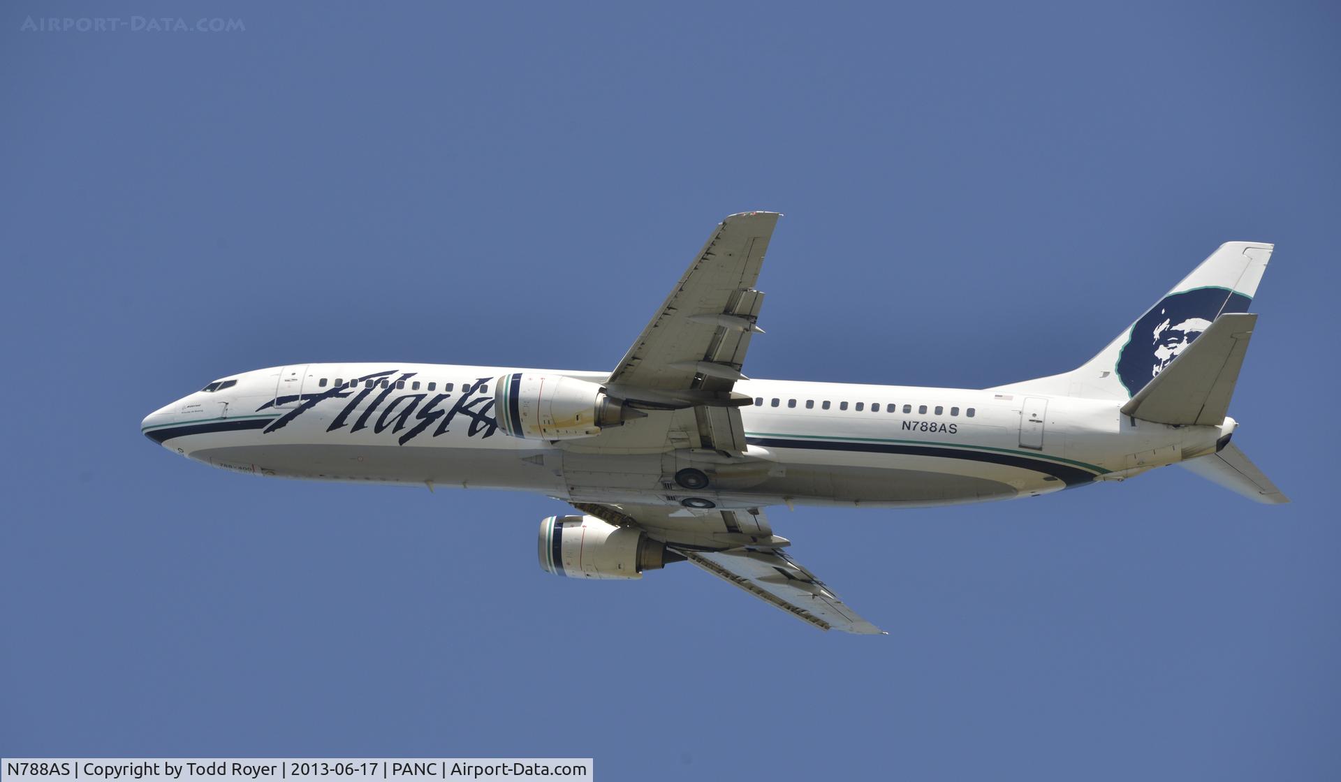 N788AS, 1997 Boeing 737-490 C/N 28885, Departing Anchorage