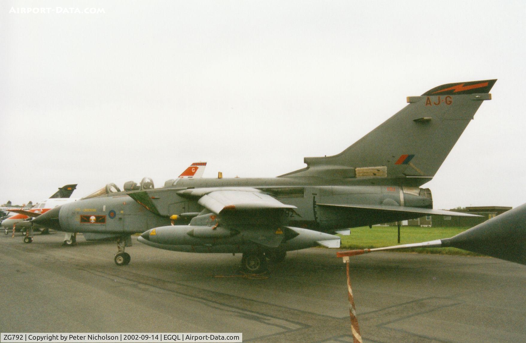 ZG792, 1992 Panavia Tornado GR.4 C/N 914/BS191/3455, Tornado GR.4, callsign LOS 53, of 617 Squadron at RAF Lossiemouth on display at the 2002 RAF Leuchars Airshow.