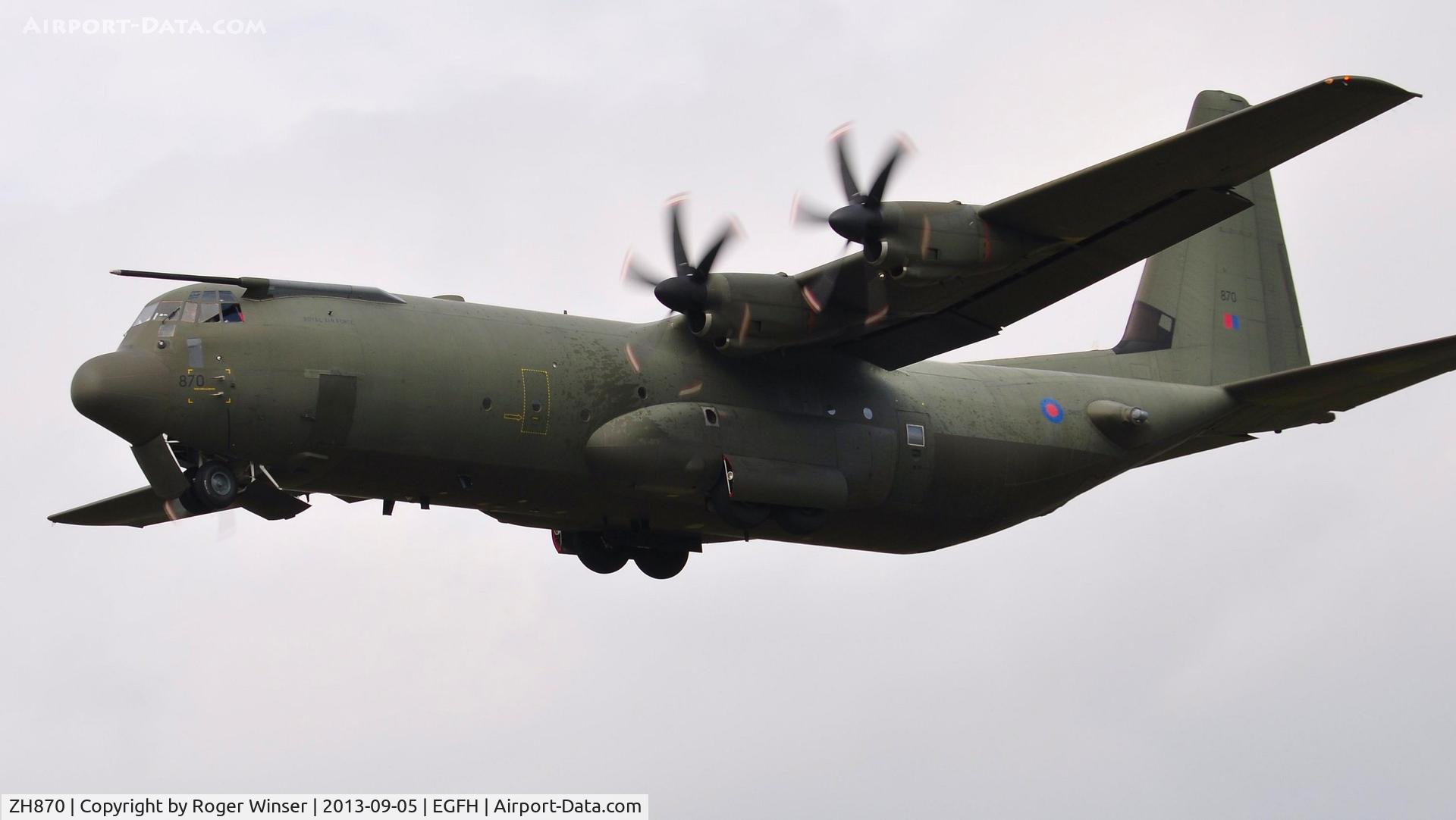 ZH870, 1997 Lockheed Martin C-130J-30 Hercules C.4 C/N 382-5445, Low pass over Runway 22 by a RAF Hercules C.4 coded 870.