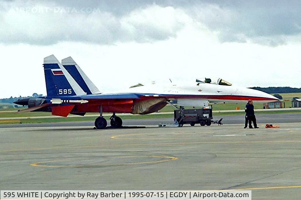 595 WHITE, Sukhoi Su-27P C/N 36911037511, Sukhoi Su-27P (LL)Flanker [36911037511] (Sukhoi Design Bureau) RNAS Yeovilton~G 15/07/1995
