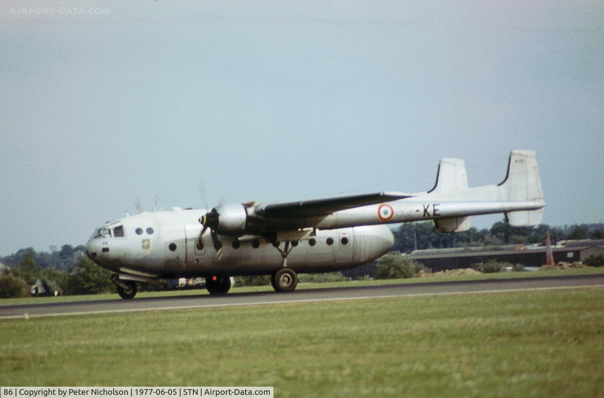 86, Nord N-2501F Noratlas C/N 86, French Air Force N-2501F Noratlas seen at Stansted in the Summer of 1977.