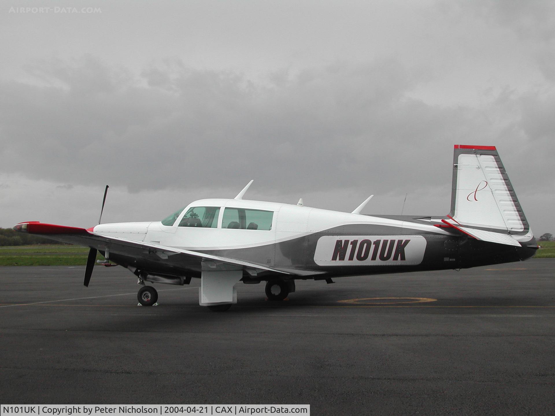 N101UK, 1981 Mooney M20K C/N 25-0631, Mooney M.20K visiting Carlisle in April 2004.
