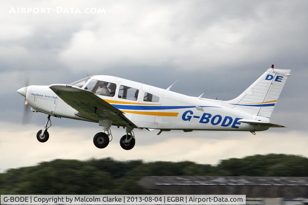 G-BODE, 1988 Piper PA-28-161 Cherokee Warrior II C/N 2816039, Piper PA-28-161 at The Summer Madness Fly-In. The Real Aeroplane Club, Breighton Airfield, August 2013.