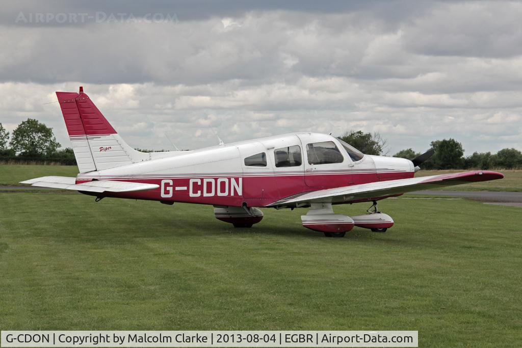 G-CDON, 1982 Piper PA-28-161 Cherokee Warrior II C/N 28-8216185, Piper PA-28-161 Cherokee Warrior II at The Summer Madness Fly-In. The Real Aeroplane Company, Breighton Airfield, August 2013.