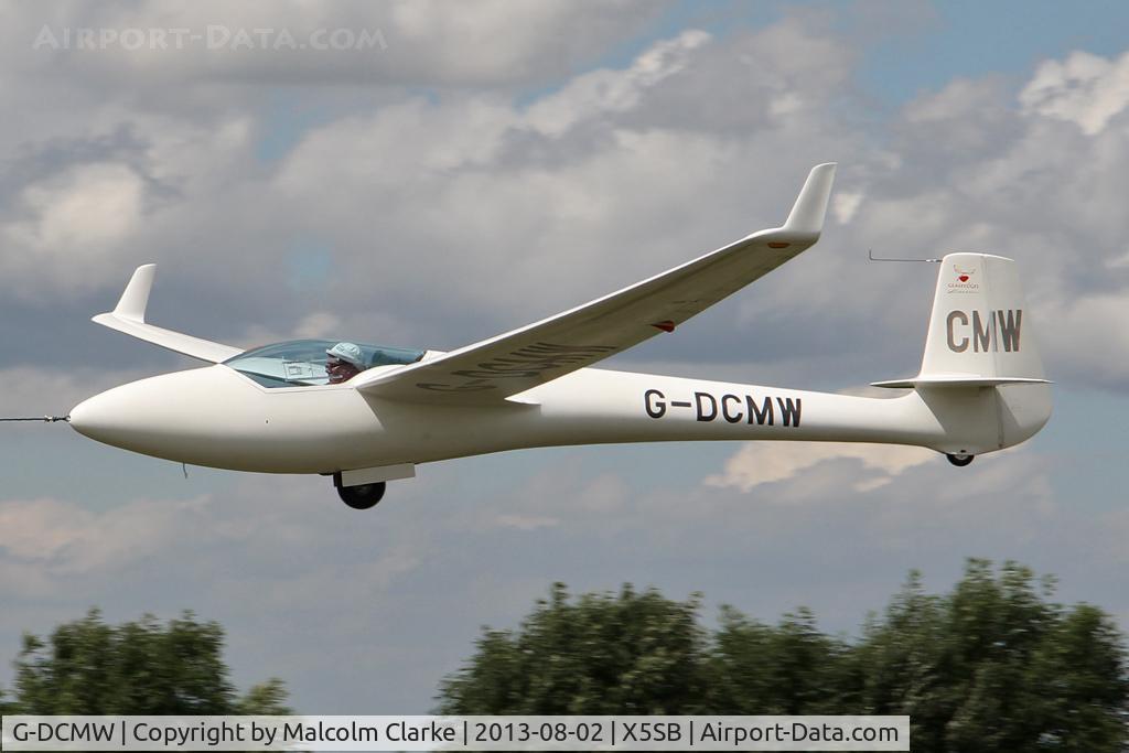 G-DCMW, 1971 Glasflugel Standard Libelle 201B C/N 242, Glasflugel Standard Libelle 201B being launched for a cross country flight during The Northern Regional Gliding Competition, Sutton Bank, North Yorks, August 2nd 2013.