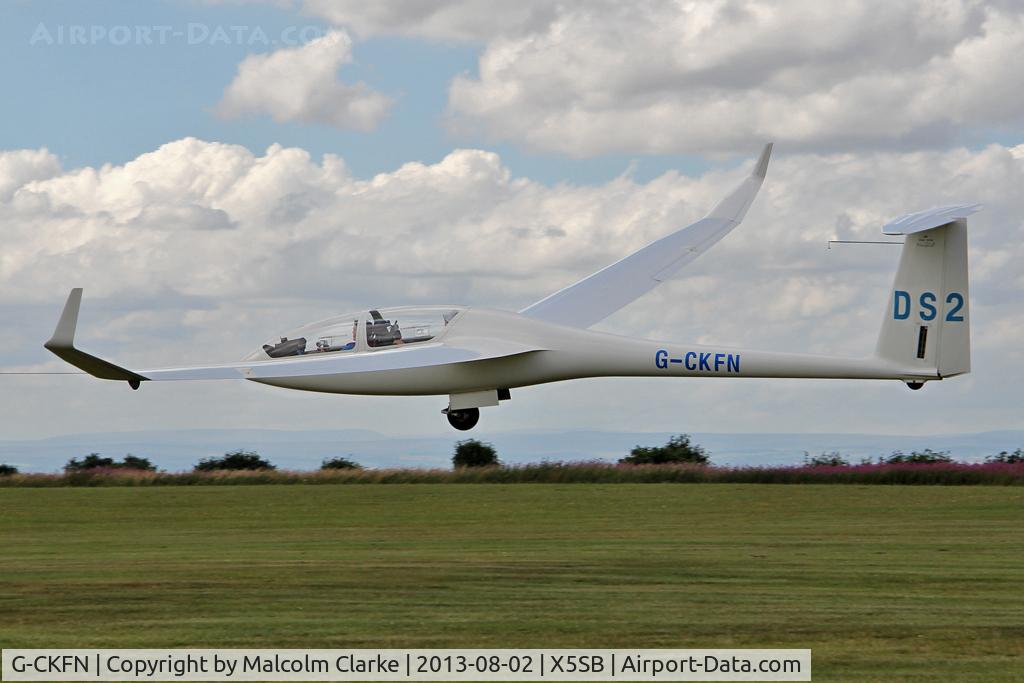 G-CKFN, 2003 DG Flugzeugbau DG-1000S C/N 10-29S28, DG Flugzeugbau DG-1000S being launched for a cross country flight during The Northern Regional Gliding Competition, Sutton Bank, North Yorks, August 2nd 2013.