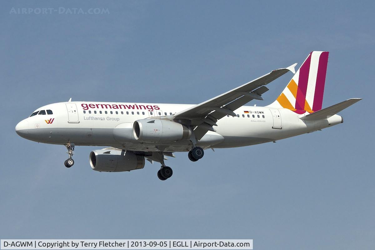 D-AGWM, 2009 Airbus A319-132 C/N 3839, On approach to London Heathrow