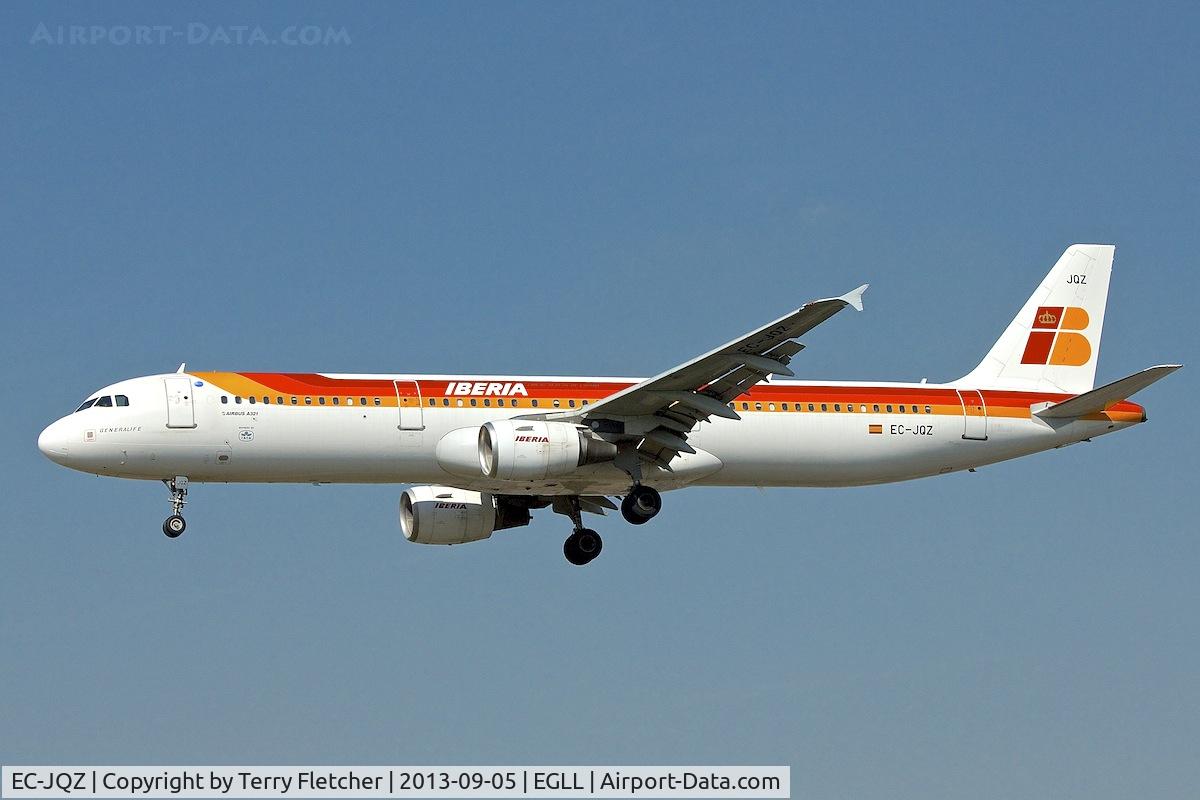 EC-JQZ, 2006 Airbus A321-211 C/N 2736, On approach to London Heathrow