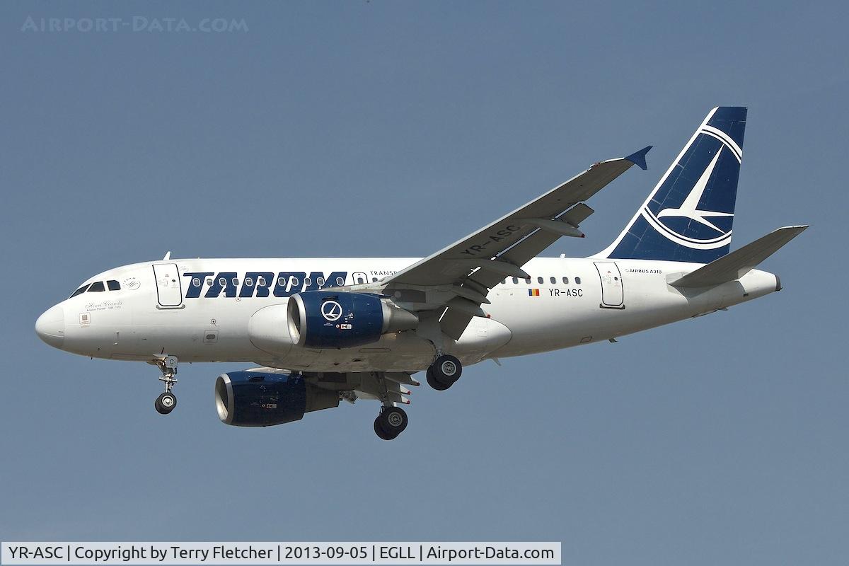 YR-ASC, 2007 Airbus A318-121 C/N 3220, On approach to London Heathrow