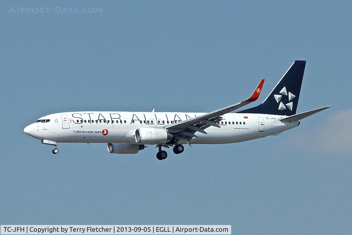 TC-JFH, 1998 Boeing 737-8F2 C/N 29770, On approach to London Heathrow