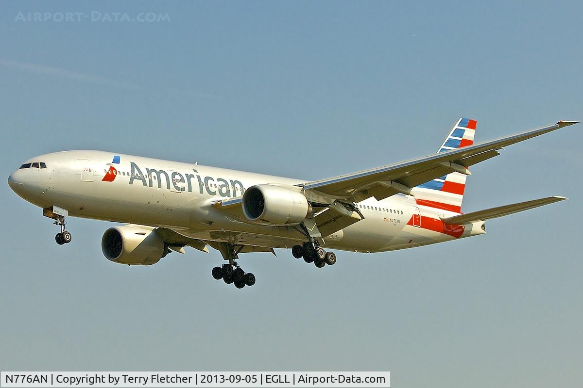 N776AN, 1999 Boeing 777-223 C/N 29582, On approach to London Heathrow