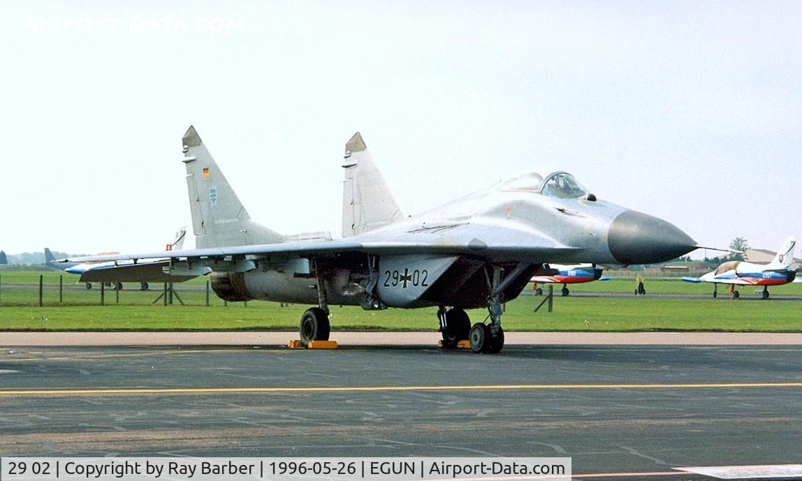 29 02, Mikoyan-Gurevich MiG-29 C/N 2960525108, Mikoyan-Gurevich MiG-29A Fulcrum [2960525108] (German Air Force) RAF Mildenhall~G 26/05/1996