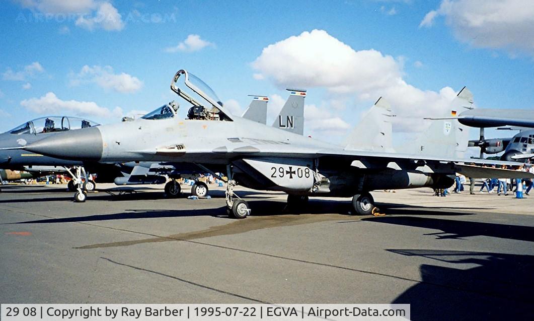 29 08, Mikoyan-Gurevich MiG-29 C/N 2960525118, Mikoyan-Gurevich MiG-29 Fulcrum [2960525118] (German Air Force) RAF Fairford~G 22/07/1995