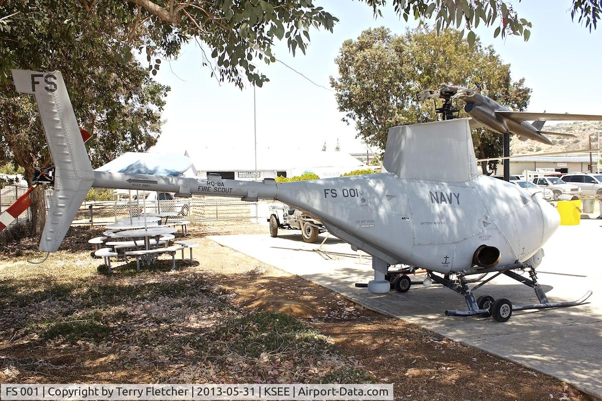 FS 001, Northrop Grumman RQ-8A Fire Scout C/N P-3, At Air & Space Museum Annexe , Gillespie Field , San Diego