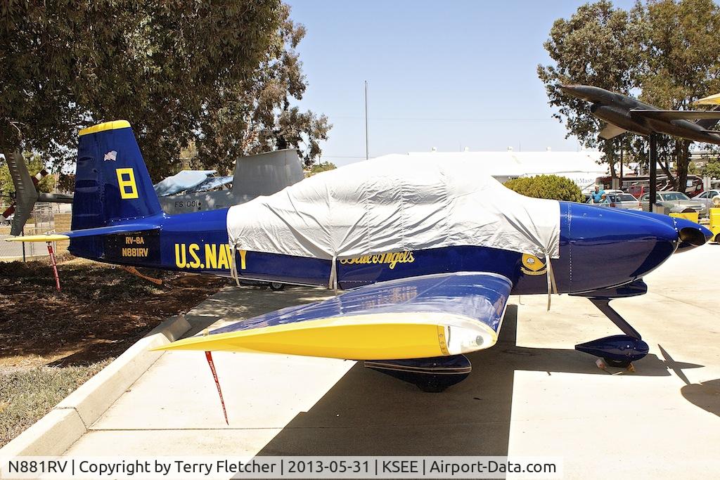 N881RV, 2004 Vans RV-8A C/N 81574, At Air & Space Museum Annexe , Gillespie Field , San Diego