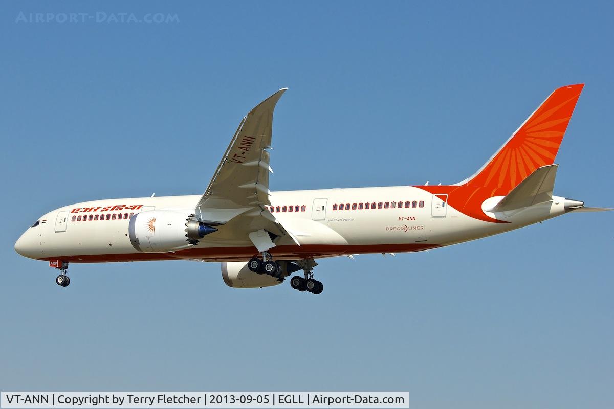 VT-ANN, 2013 Boeing 787-8 Dreamliner C/N 36285, On approach to London Heathrow