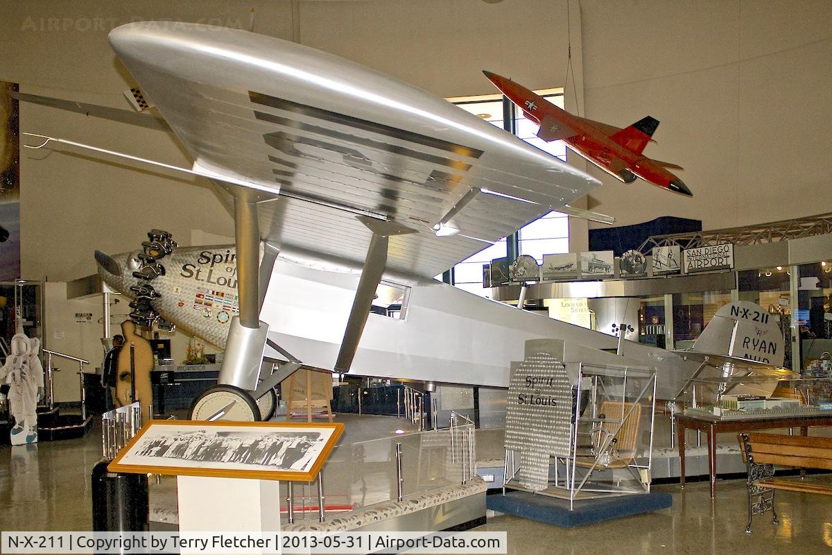 N-X-211, 1979 Ryan NYP Replica C/N Not found N-X-211, The San Diego Air and Space Museum Museum built a replacement named Spirit 3 which first flew on April 28, 1979; it made seven flights before being placed on display.The aircraft is now on display in the museum's rotunda