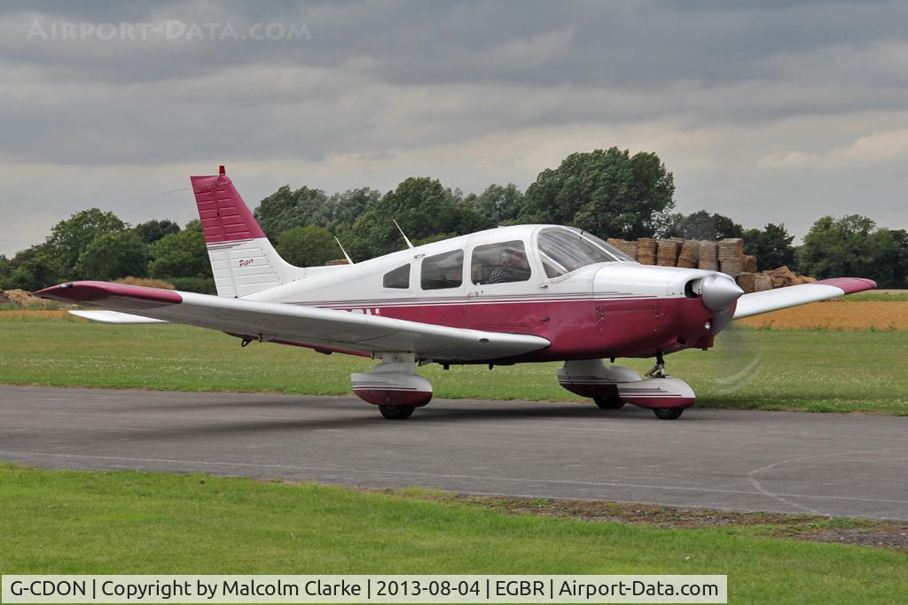 G-CDON, 1982 Piper PA-28-161 Cherokee Warrior II C/N 28-8216185, Piper PA-28-161 Cherokee Warrior II at The Summer Madness Fly-In. The Real Aeroplane Company, Breighton Airfield, August 2013.