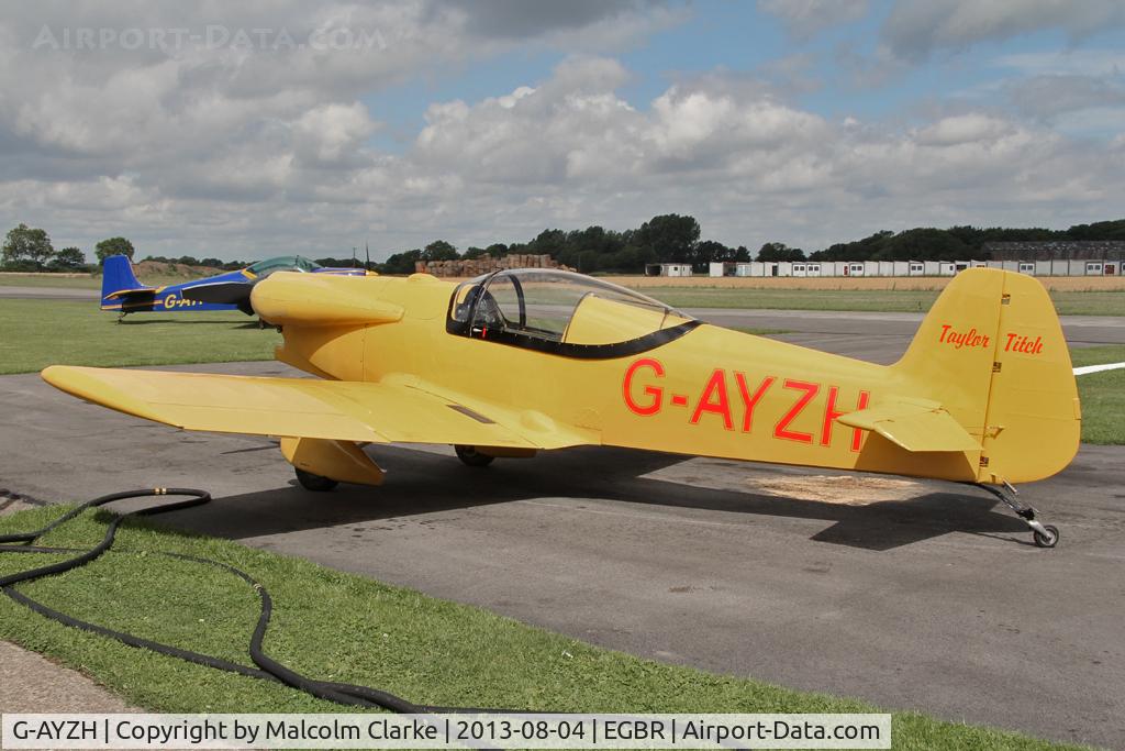 G-AYZH, 2007 Taylor JT-2 Titch C/N PFA 060-1316, Taylor Titch at The Summer Madness Fly-In. The Real Aeroplane Club, Breighton Airfield, August 2013.