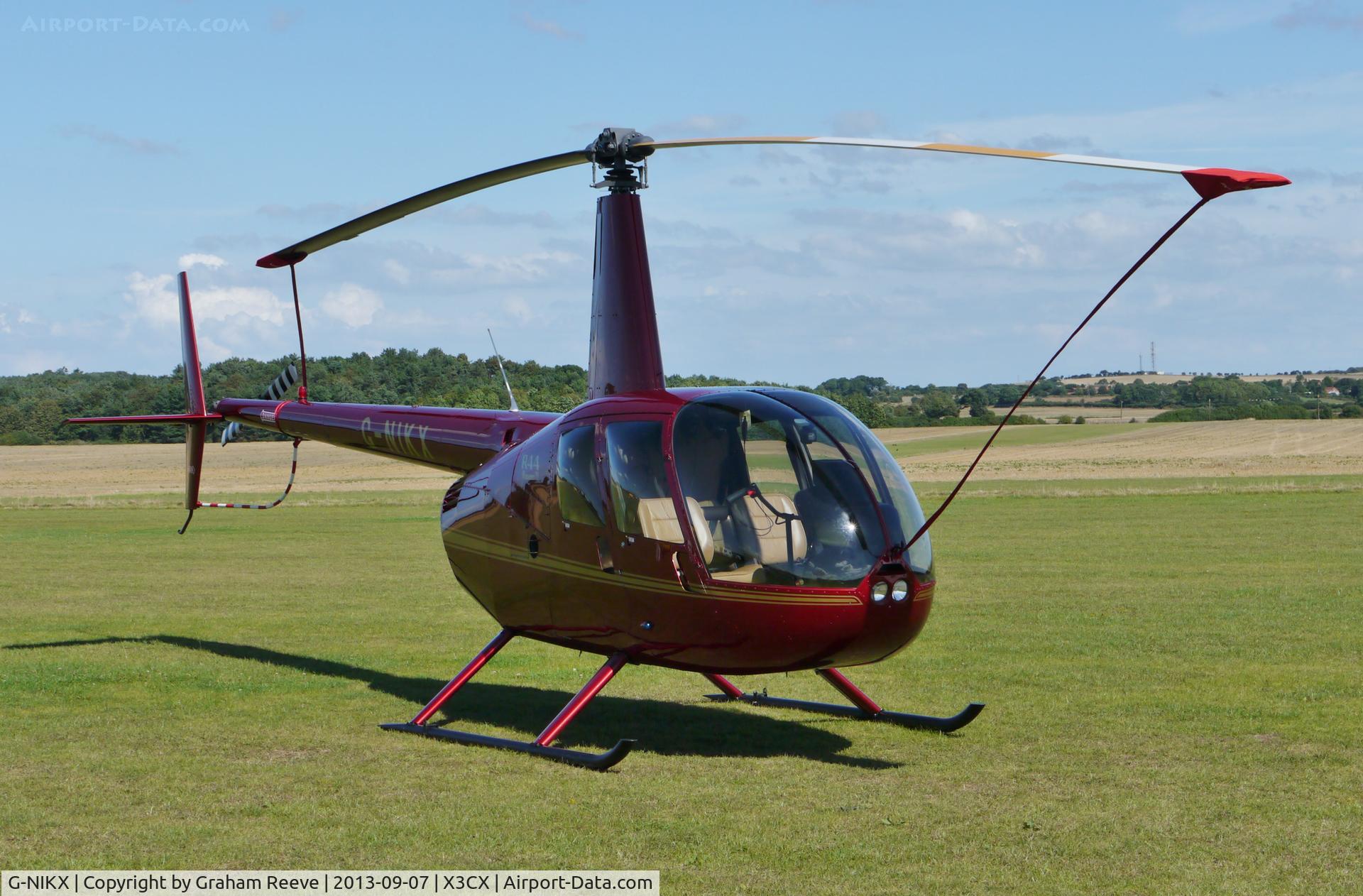 G-NIKX, 2008 Robinson R44 Raven II C/N 12306, Parked at Northrepps.