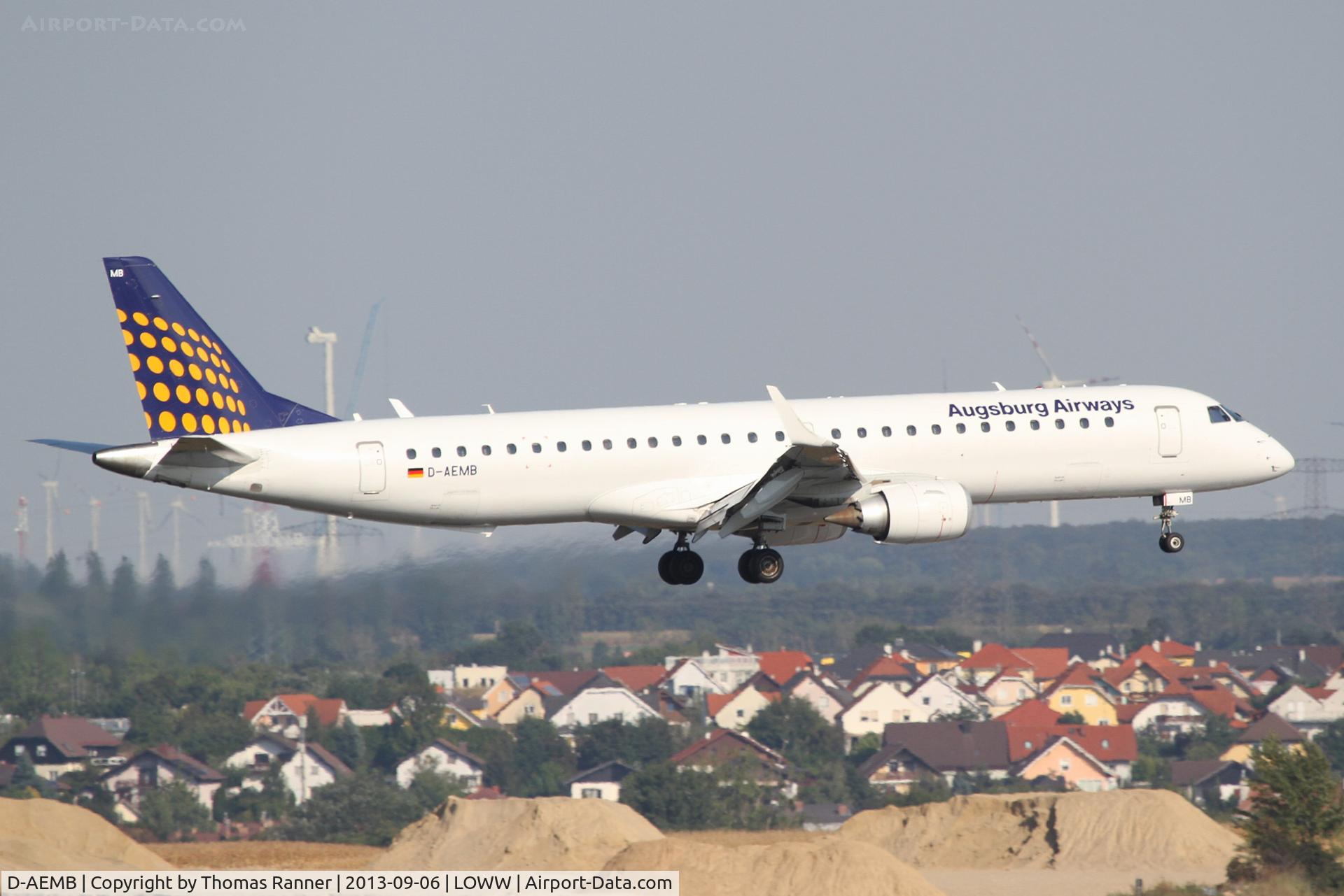 D-AEMB, 2009 Embraer 195LR (ERJ-190-200LR) C/N 19000297, Augsburg Airways Embraer 190