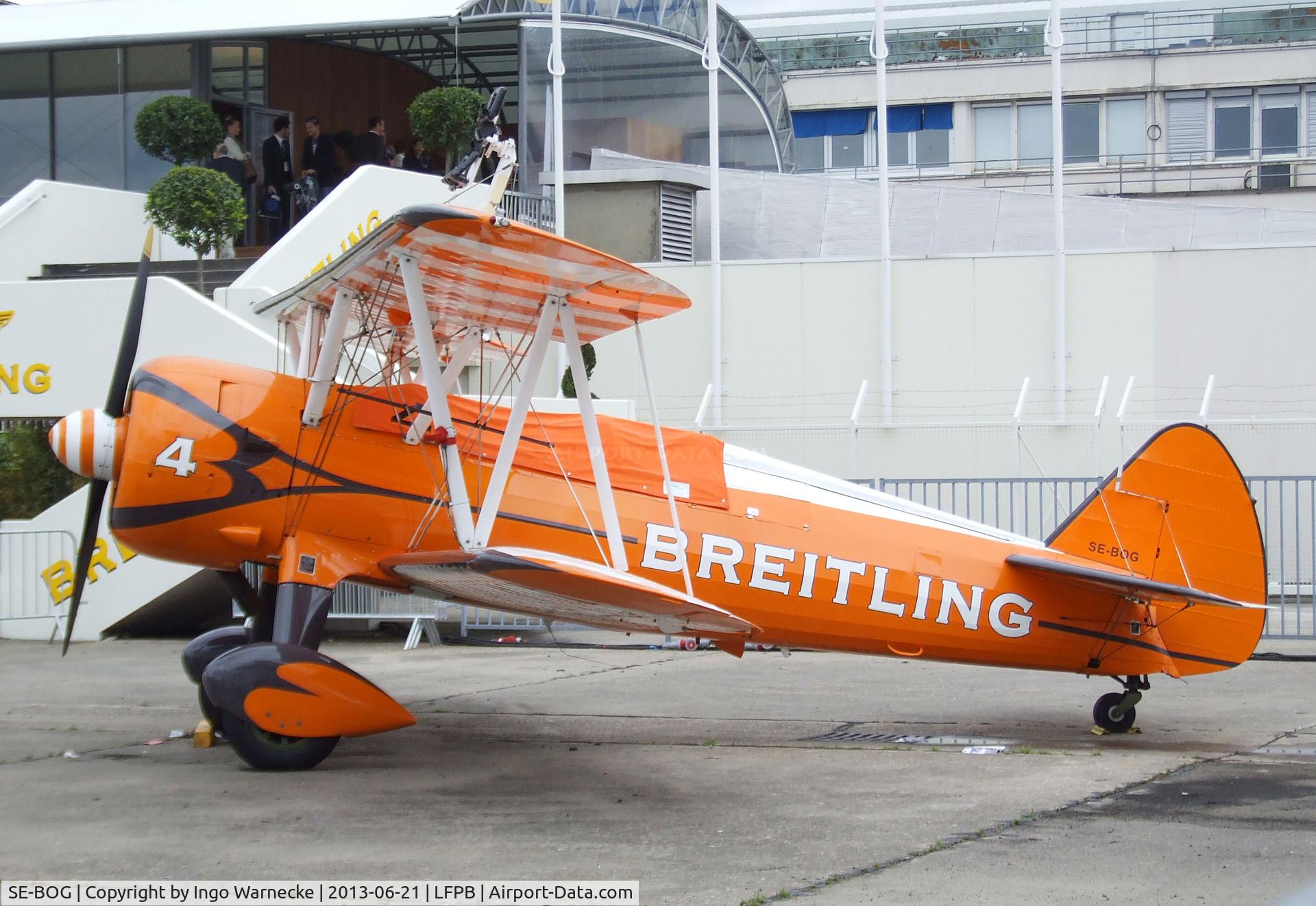 SE-BOG, 1942 Boeing N2S-3 Kaydet (B75N1) C/N 75-7128, Stearman (Boeing) B75N-1 at the Aerosalon 2013, Paris
