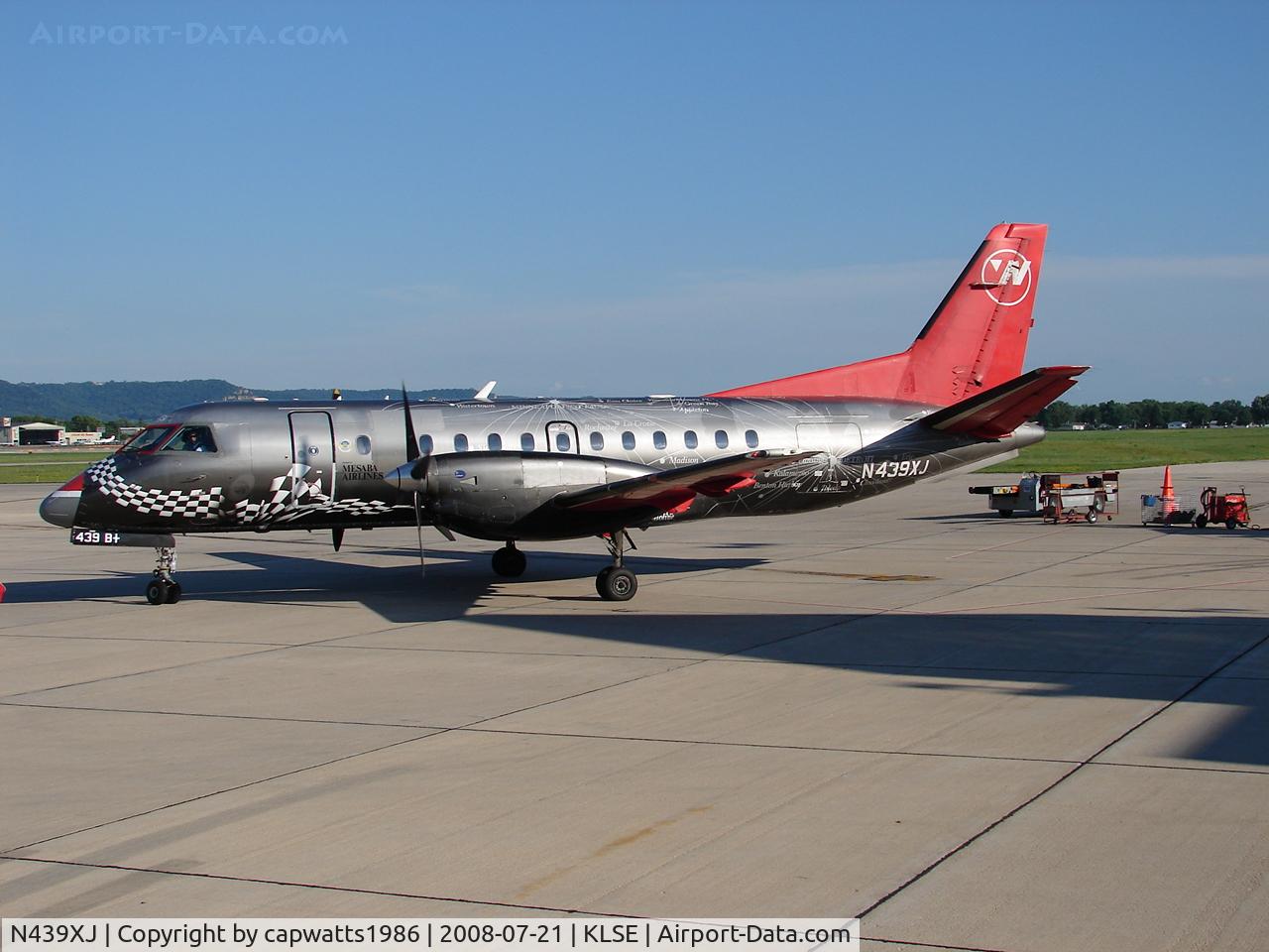 N439XJ, 1998 Saab 340B C/N 340B-439, Mesaba flying route map