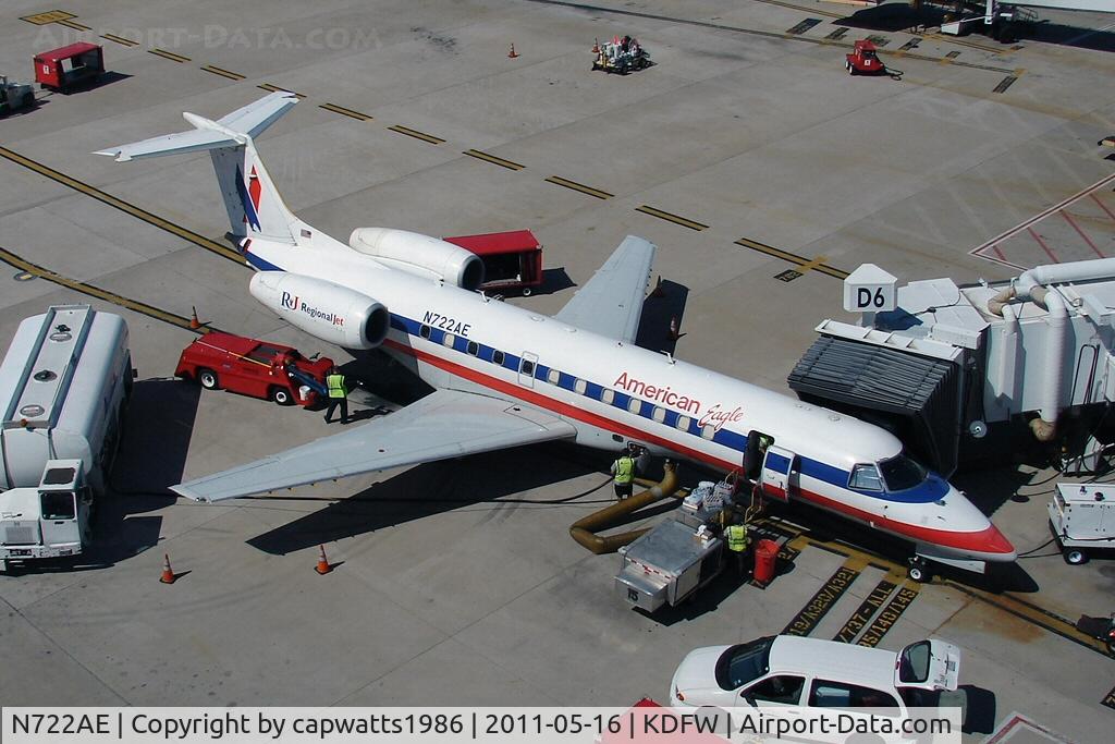 N722AE, 2000 Embraer ERJ-135LR (EMB-135LR) C/N 145287, Seen from the Skylink Train in DFW