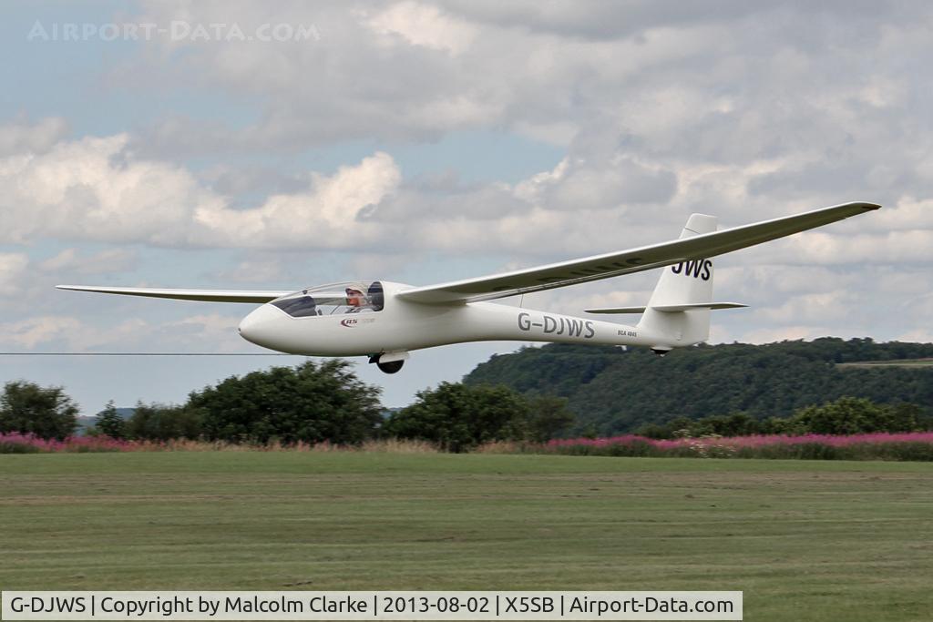 G-DJWS, 1974 Schleicher ASW-15B C/N 15098S, Schleicher ASW-15B being launched for a cross country flight during The Northern Regional Gliding Competition, Sutton Bank, North Yorks, August 2nd 2013.