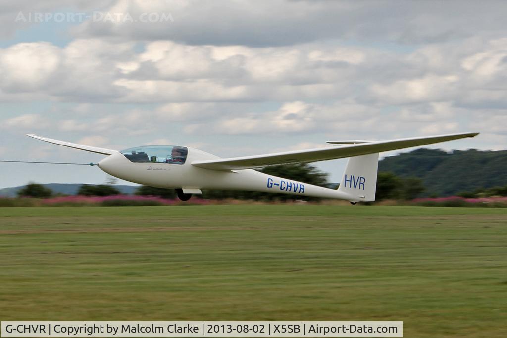 G-CHVR, Schempp-Hirth Discus b C/N 560, Schempp-Hirth Discus B being launched for a cross country flight during The Northern Regional Gliding Competition, Sutton Bank, North Yorks, August 2nd 2013.