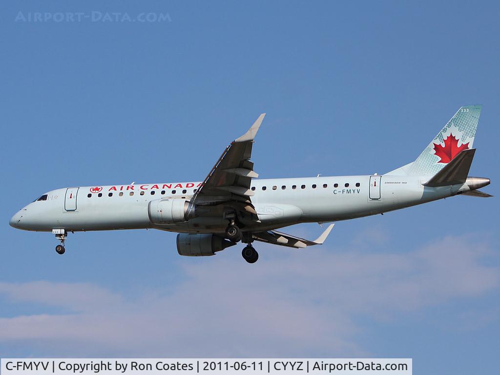 C-FMYV, 2007 Embraer 190AR (ERJ-190-100IGW) C/N 19000108, 2007 Embraer ERJ 190 landing on Rwy 33L at Toronto Int'l Airport