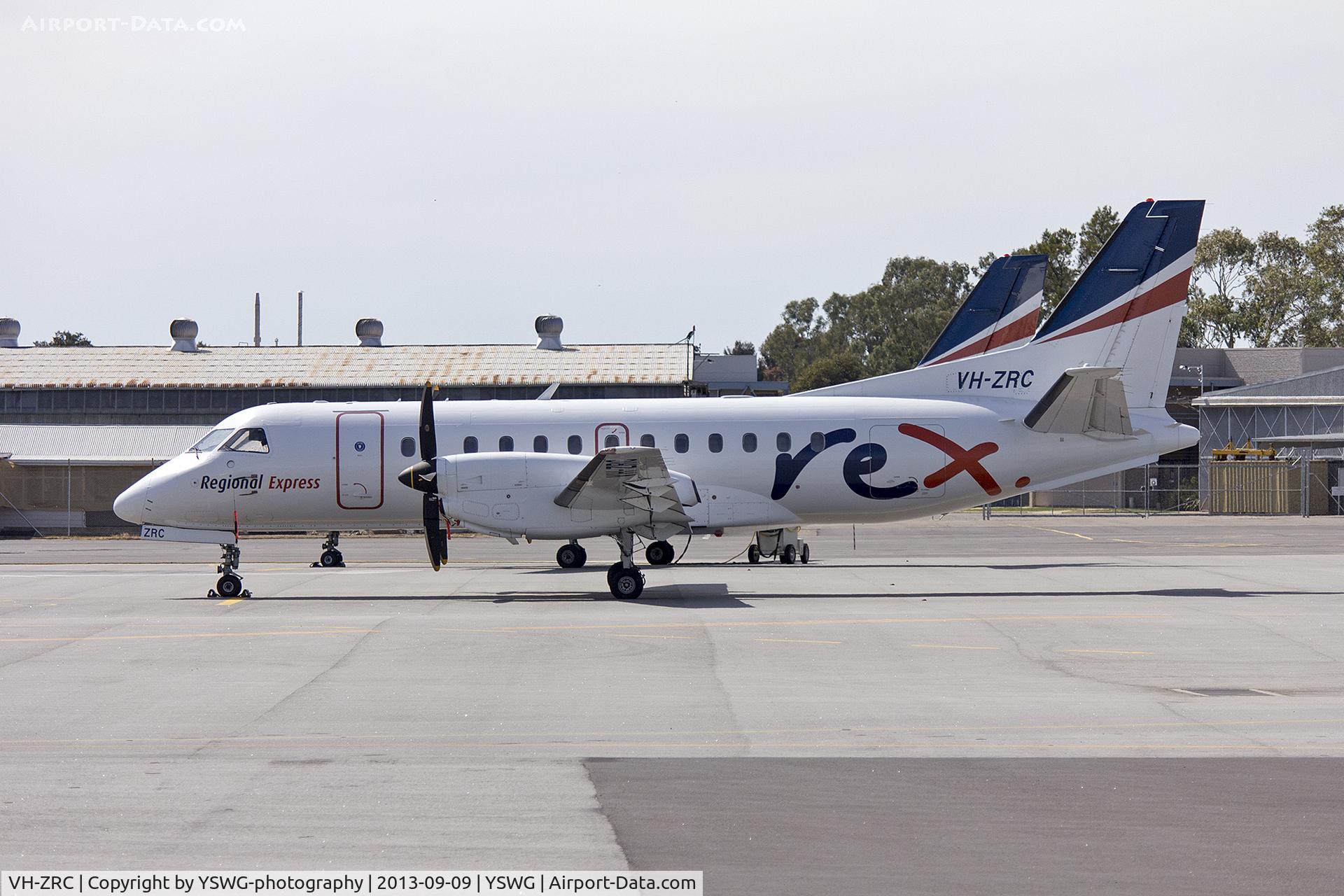 VH-ZRC, 1996 SAAB 340B C/N 340B-390, Regional Express Airlines (VH-ZRC) Saab 340B parked on the tarmac at Wagga Wagga Airport.