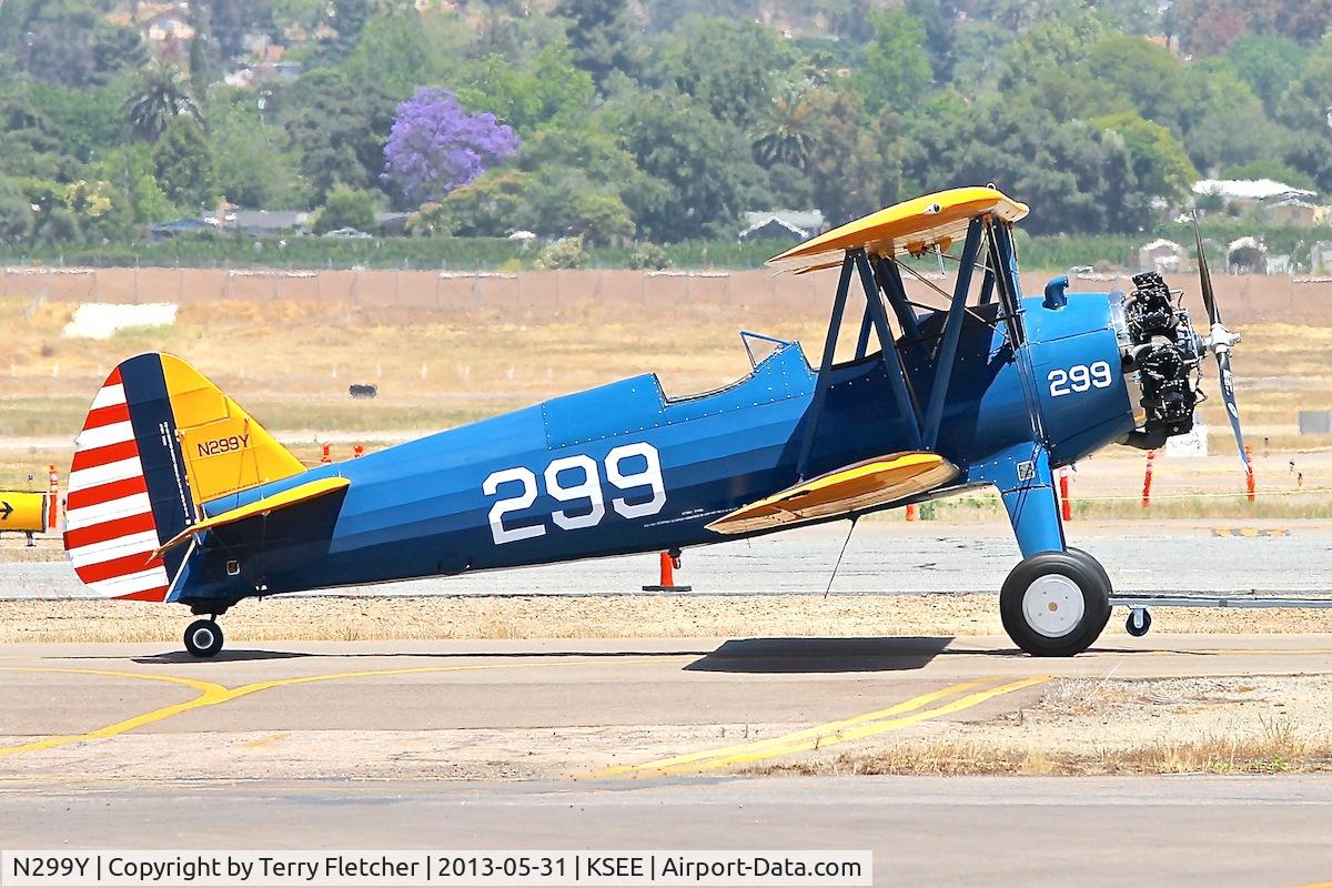 N299Y, 1940 Boeing PT-17 Kaydet (A75N1) C/N 75-445, At Gillespie Field San Diego - ex USAAS 40-1888