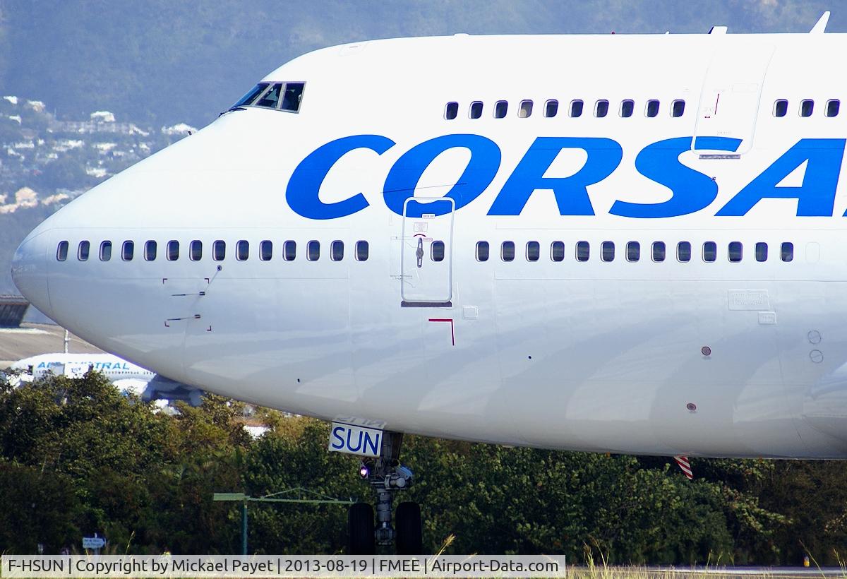 F-HSUN, 1993 Boeing 747-422 C/N 26880, Just landing on rwy 12...