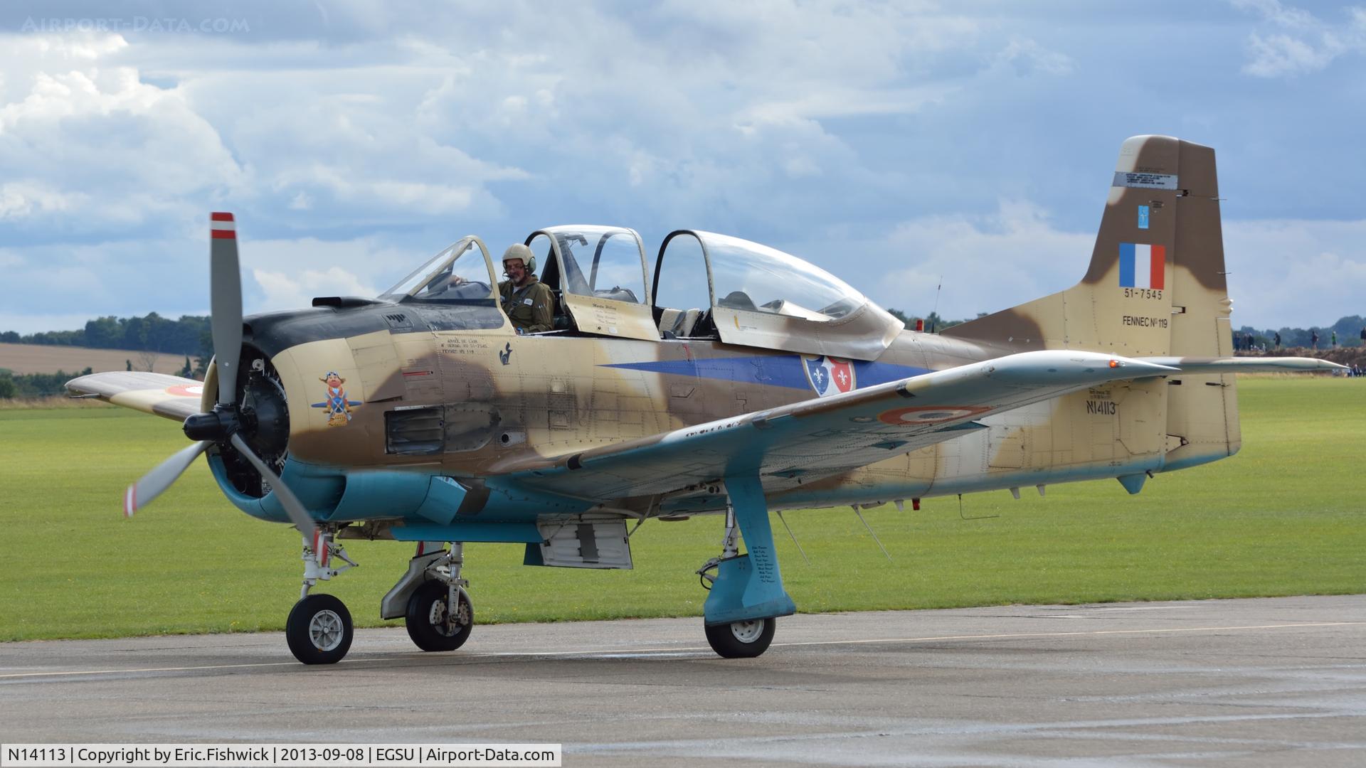 N14113, 1951 North American T-28A Fennec C/N 81-1, 3. N14113 at The Duxford Air Show, Sept. 2013.