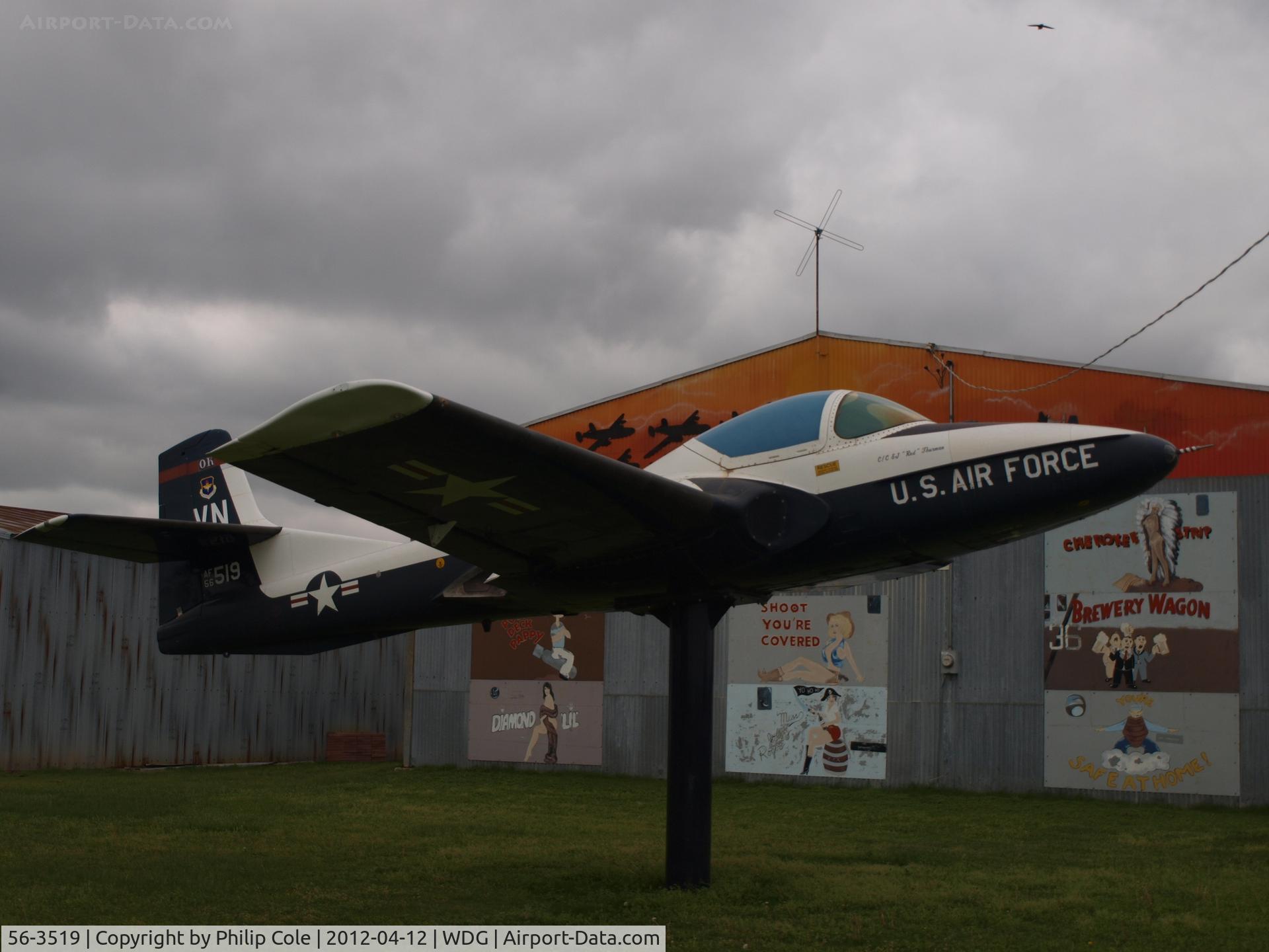 56-3519, 1956 Cessna T-37B Tweety Bird C/N 40091, Gate Guard