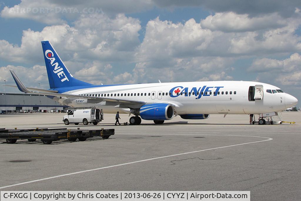 C-FXGG, 2000 Boeing 737-81Q C/N 29051, This 737 was parked on an infield cargo ramp where it was receiving some maintenance. It was built in 2000.