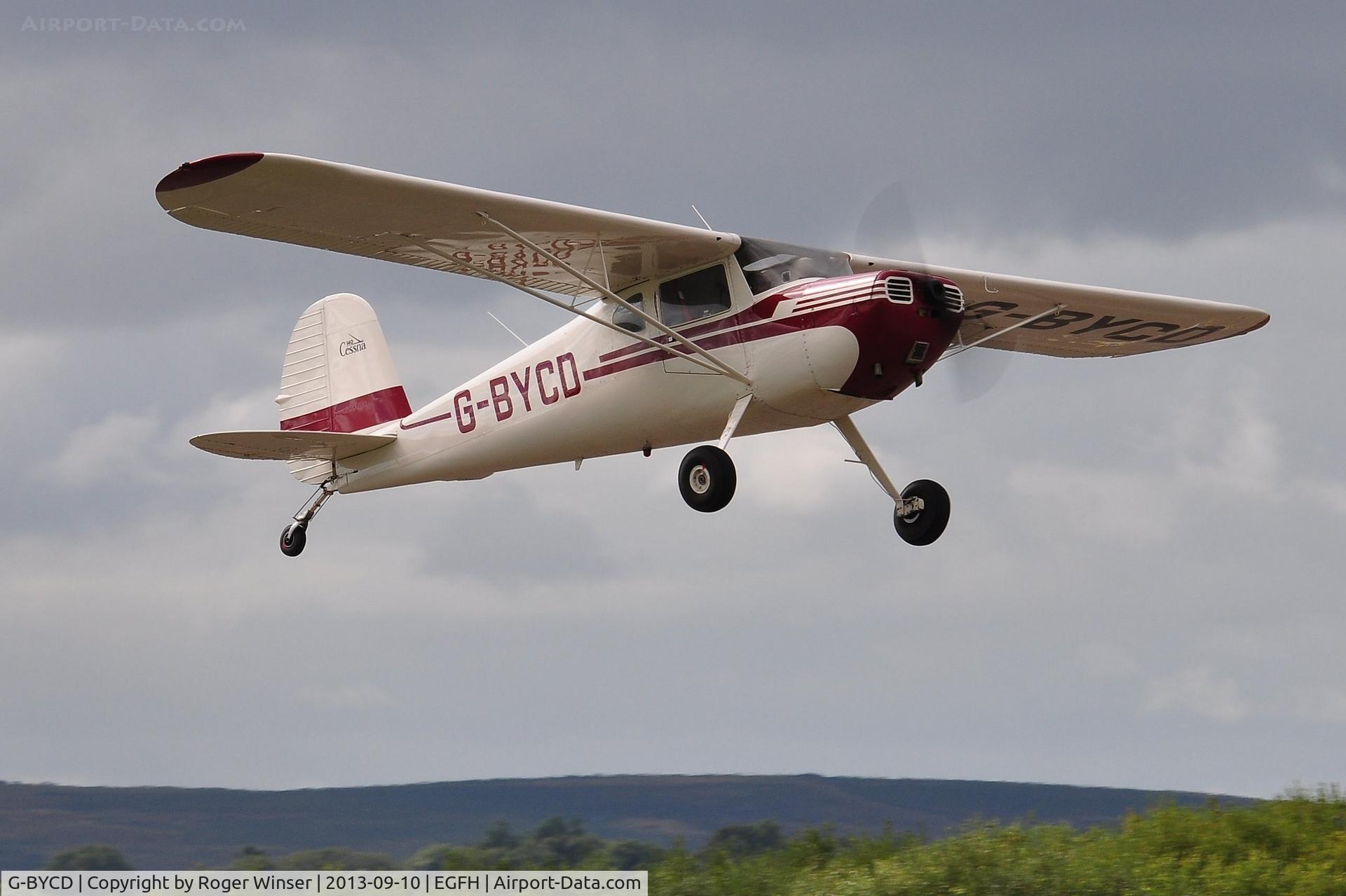 G-BYCD, 1947 Cessna 140 C/N 13744, Visiting Cessna 140 departing Runway 04. Previously registered N4273N.